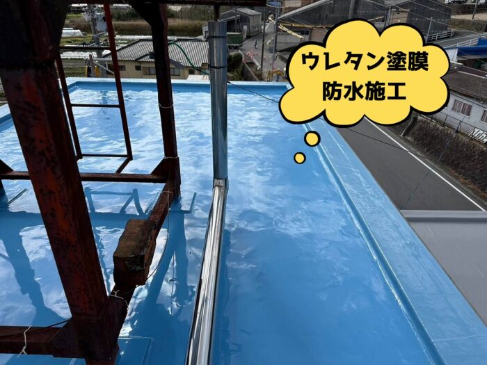 多治見市笠原町にて屋上防水工事ペントハウスを含むウレタン塗膜 防水施工