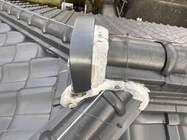 鬼瓦廻り漆喰劣化