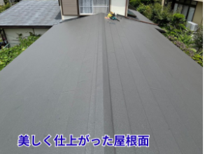 完成したガルテクト屋根の全景写真（チャコールカラー）