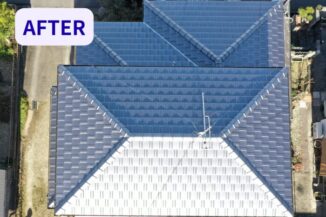 施工後のグレー瓦の全景