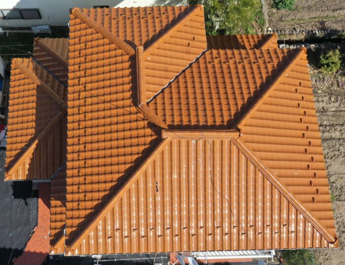 可児市土田の築30年瓦屋根全景