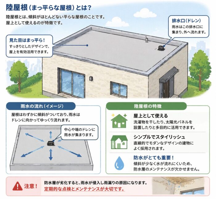 平らな屋根のイラスト